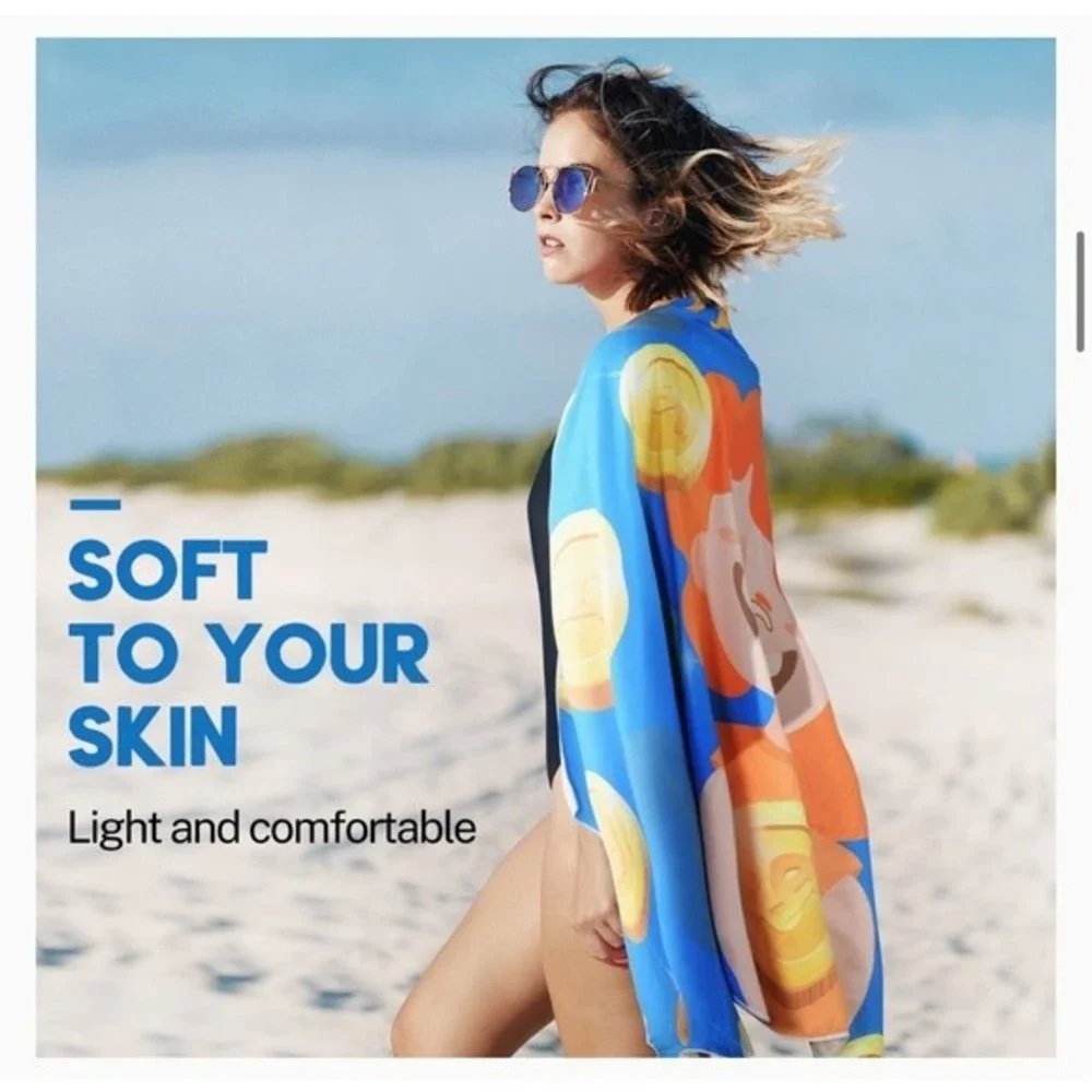 Beach Towel Beach Blanket 2 Pcs 71x35 Microfiber Oversized Quick Dry Sand Free S